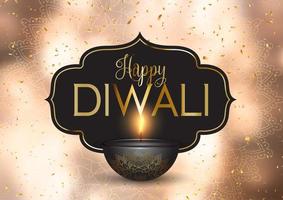 Happy Diwali background with gold confetti vector