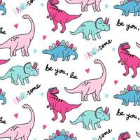 Pink dinosaur pattern background vector