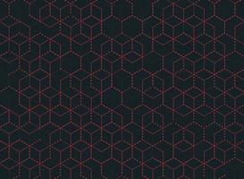 Abstract red dot outline hexagon pattern  vector