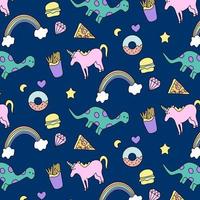 Unicorn and dinosaur pattern  vector