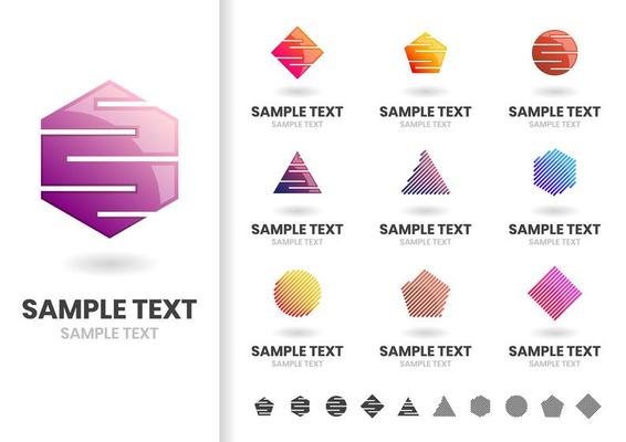 Set of cut out geometric shape logos 