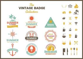 Set of colorful summer retro badges  vector