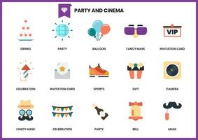 Set of party and cinema icons 