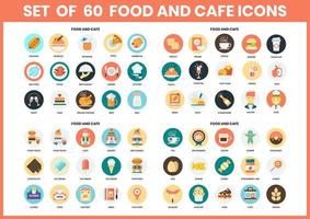 Food and cafe circular icons set for business vector