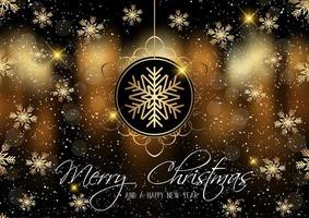 Golden Snowflakes Merry Christmas card vector