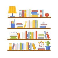 Bookshelf full of books  vector