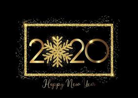 Glittery 2020 snowflake Happy New Year background vector