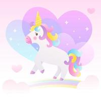 Unicorn and colorful rainbow in the sky vector