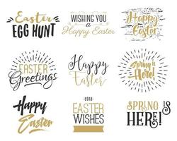 Easter wishes overlays lettering labels design set vector