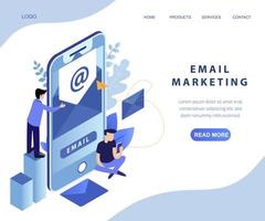 e-mail marketing isometric landing page vector