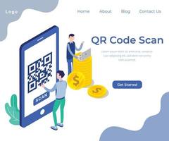 QR Code Scan isometric web page vector