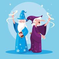 wizard with witch of fairytale avatar character vector