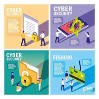 set icons of cyber security vector