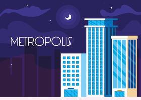 metropolis cityscape buildings night scene