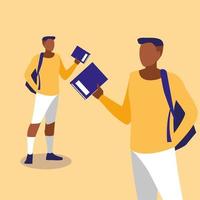 young guys modeling with notebooks vector