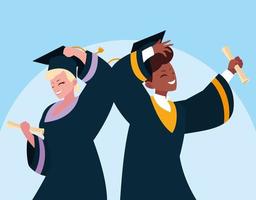 Graduating students design vector