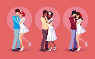group of young couples in love vector