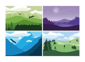 wanderlust poster with set of landscapes vector