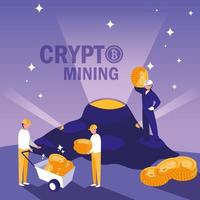 teamworkers crypto mining bitcoins vector