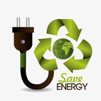 Green energy and ecology design with plug and globe vector