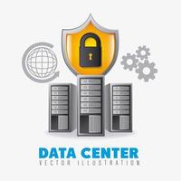 Data center set with icons vector