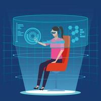 Woman with virtual reality technology vector