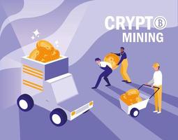 teamworkers crypto mining bitcoins vector