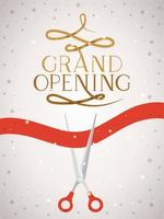 grand opening message with scissors cutting red tape vector