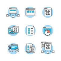 set of website, code, programmer technology icons vector