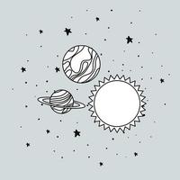 Planets and stars in the space design  vector