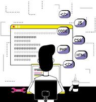 Programador de software de dibujos animados vector