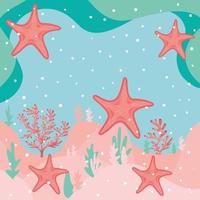 Starfish and coral under the sea  vector