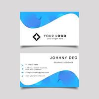 blue wave business card design vector
