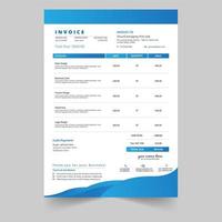 Blue Wave Minimal business invoice template vector design