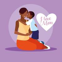 mother with cute son avatar character vector