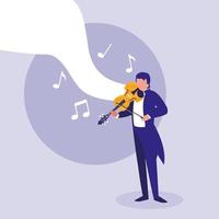 hombre elegante tocando el violín clásico vector