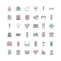 set of medical medicine science theme icons