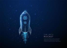 Abstact rocket flying in the space. Low poly style design vector