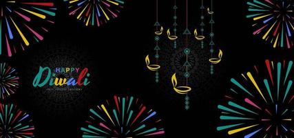 Beautiful greeting card for Hindu community festival Diwali Background vector