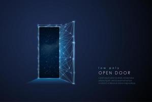 Abstract open door to universe. Low poly style design vector