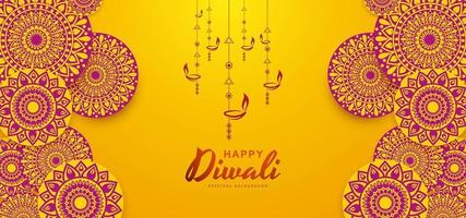 Hermoso diseño rangoli happy diwali vector