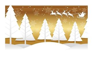 Ilustración de Navidad con bosque de invierno y renos vector