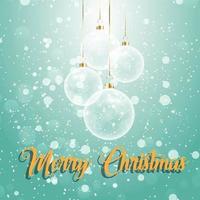 Christmas message with clear ball ornaments  vector