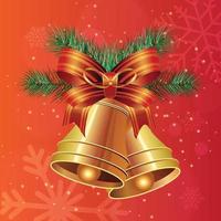 Christmas background with realistic bells vector