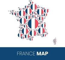 Mapa de Francia lleno de círculos en forma de bandera vector