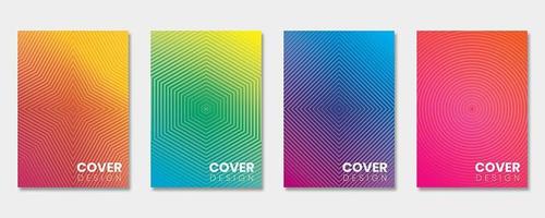 Minimal cover template set with gradient design and geometric lines vector