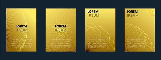 Colección de diseño de portadas con degradado dorado y líneas geométricas vector