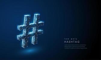 Abstract hash tag symbol. Low poly style design. vector