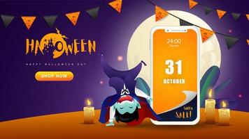 Halloween Mobile web application Banner vector