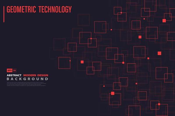 Systematic red square technology pattern